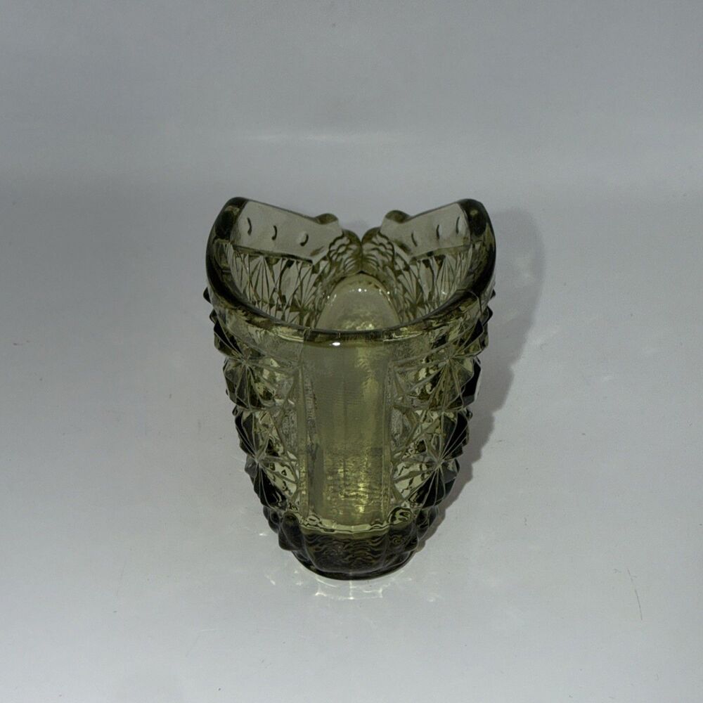 Vintage Fenton Green Glass Baby Bootie Shoe Daisy Button Pattern Match Holder - Picture 4 of 8